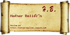 Hafner Belián névjegykártya